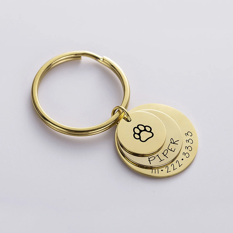 Wholesale Round Custom Engraved Photot Keychain Pet Cat Dog Supply